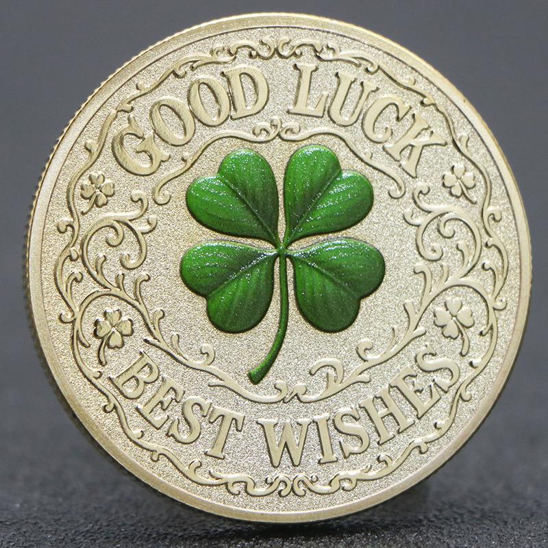Lucky Four-Leaf Clover Gold-Plated Silver Commemorative Coin #3 золотой