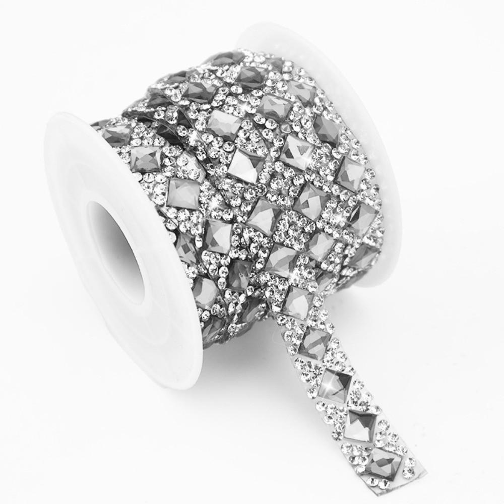 3 Yards Self Adhesive Square Rhinestone Flexible Shiny Rhinestone Sticker Sparkling DIY Decoration Rhinestone Strip