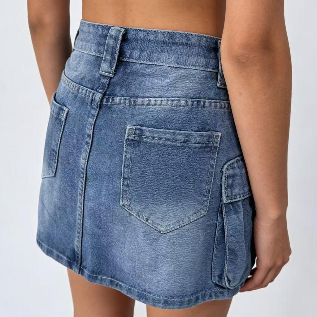 Gonna da donna a vita alta, elasticizzata, in jeans, casual, slim fit, corta