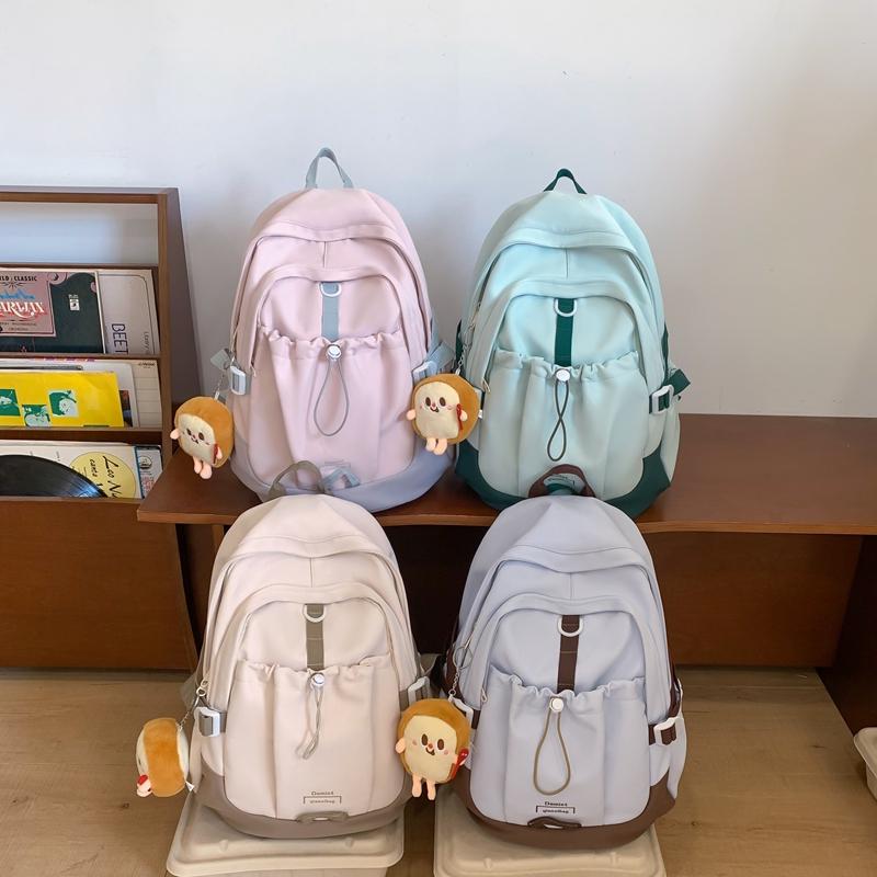 Студенческий рюкзак большой емкости женский рюкзак цветной блок школьный портфель — фото 6