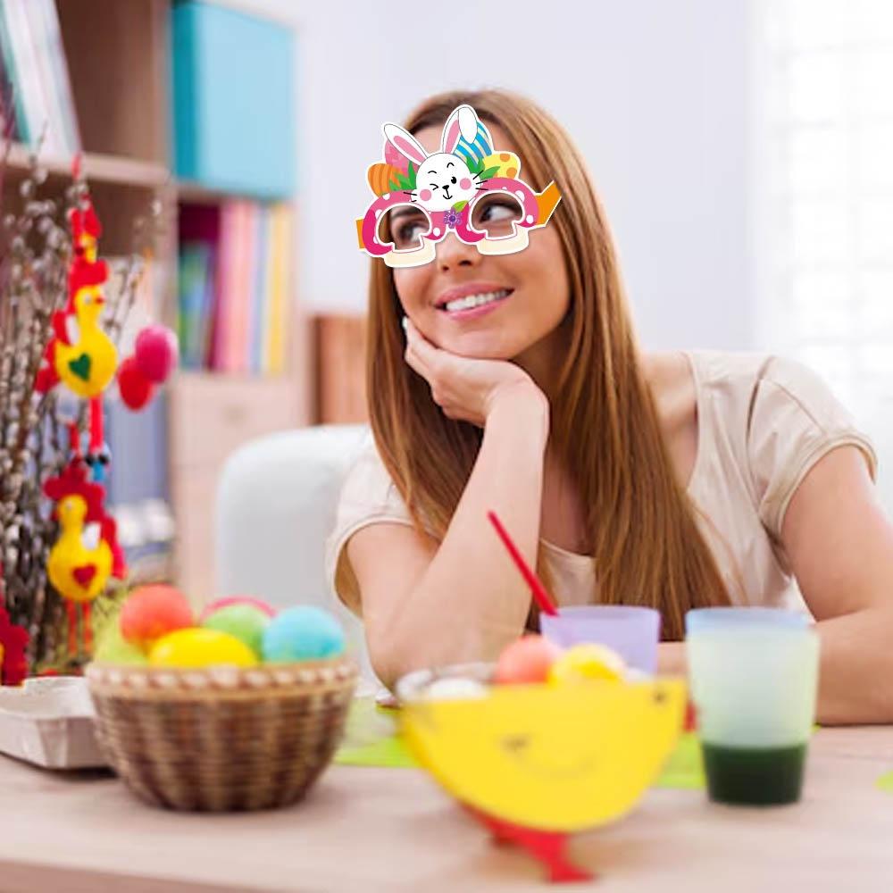 6PCS/Set Paper Easter Decoration Glasses Bunny Easter Egg Pattern Handmade Glasses Easter Party Photo Props for Children Adults