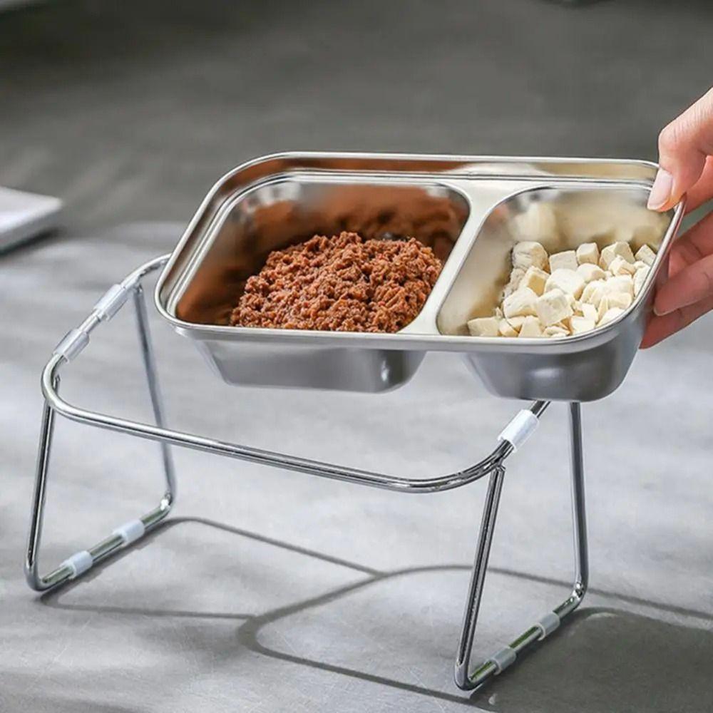 Anti Slip Pet High Footed Bowl Stainless Steel Pet Water Feeder Container  Wet Dry Food