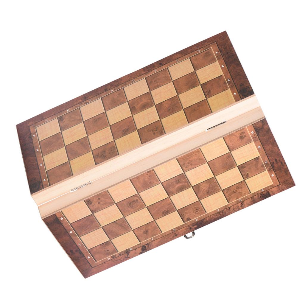 3in1 Portable Wooden Chessboard Folding Board Chess Game For Party Family Activities (34*34cm)