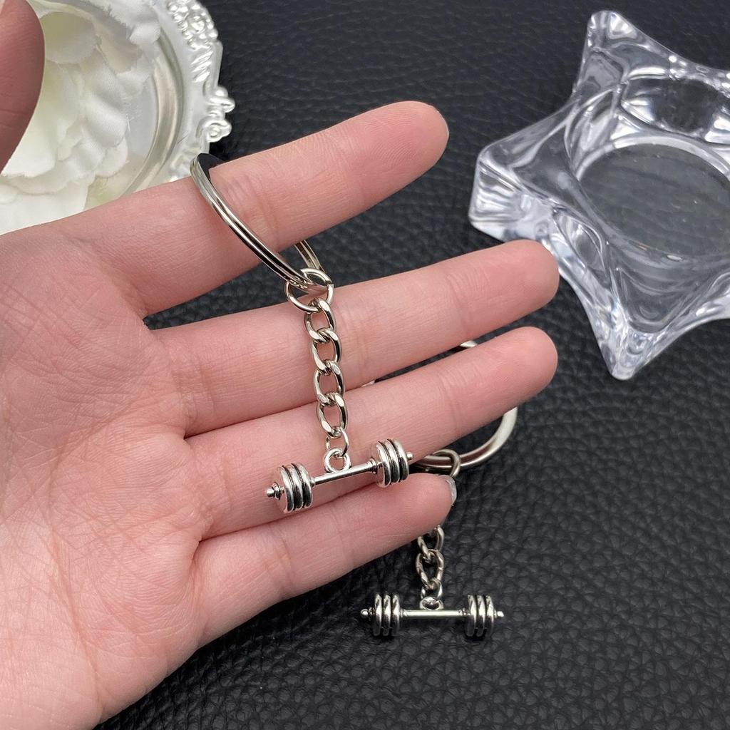 Hot-Selling Ancient Silver Barbell Alloy Keychain Pendant