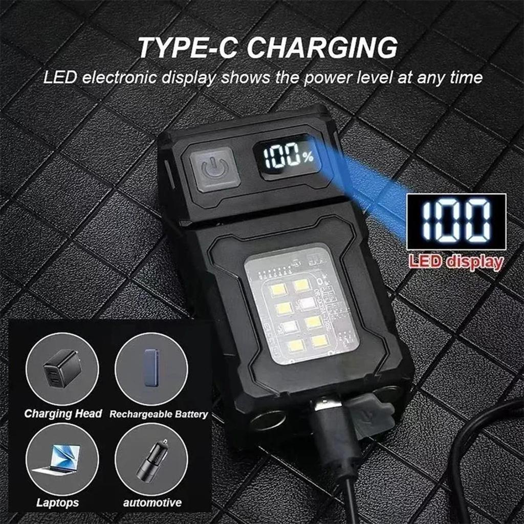 Mini Led Cob Flashlight Dual Light Source Multifunctional Flashlights Portable Keychain Multiple Modes Usb Charged 180°rotatable