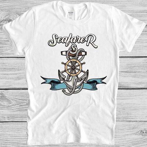 

Seafarer T Shirt Logo Navy Sailing Scuba Anchor Vintage Cool Tee M19 4XL