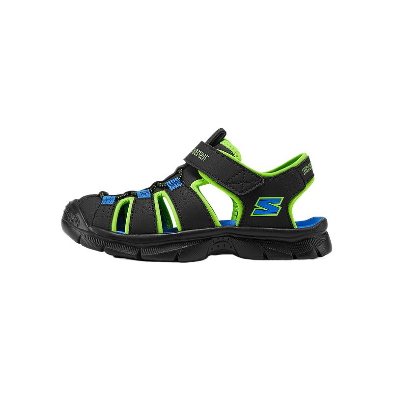 Skechers Kids Leather Comfortable Fashionable Simple Versatile Sandals Kids sandals Black 406521L-BBLM 28.5