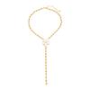 Light luxury niche oil dripping flower y-shaped necklace, simple round bead chain beaded collarbone chain