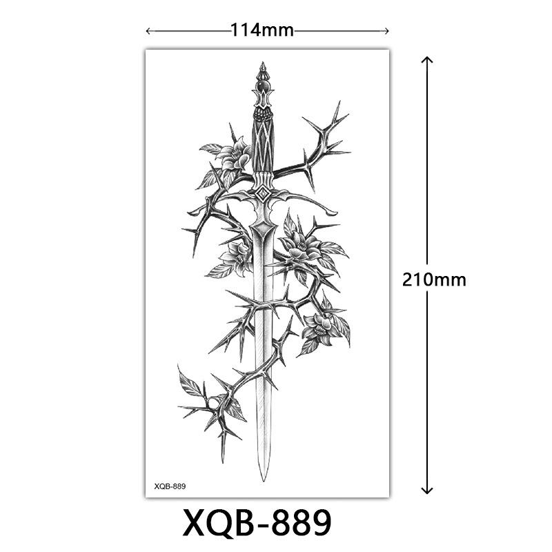 Small Full Arm Tattoo Sticker, Flower Letters, Plain Flower Tattoo Sticker Tattoo