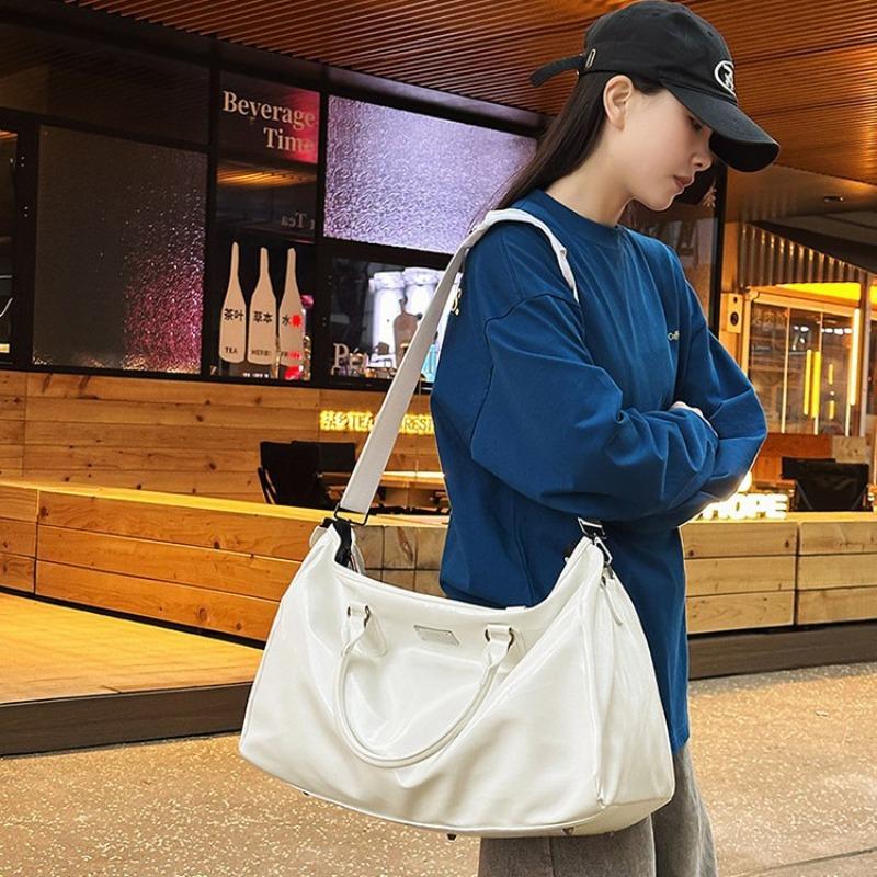 Solid Color Large-capacity Tote Bag Spring and Summer New Niche Crossbody Shoulder Bag Pu Large Fitness Bag