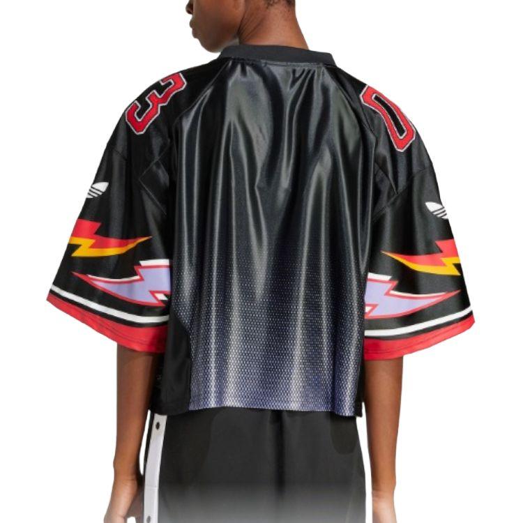 adidas Originals Maglia a Maniche Corte con Scollo a V e Vestibilità Ampia da Donna Nera JX9217