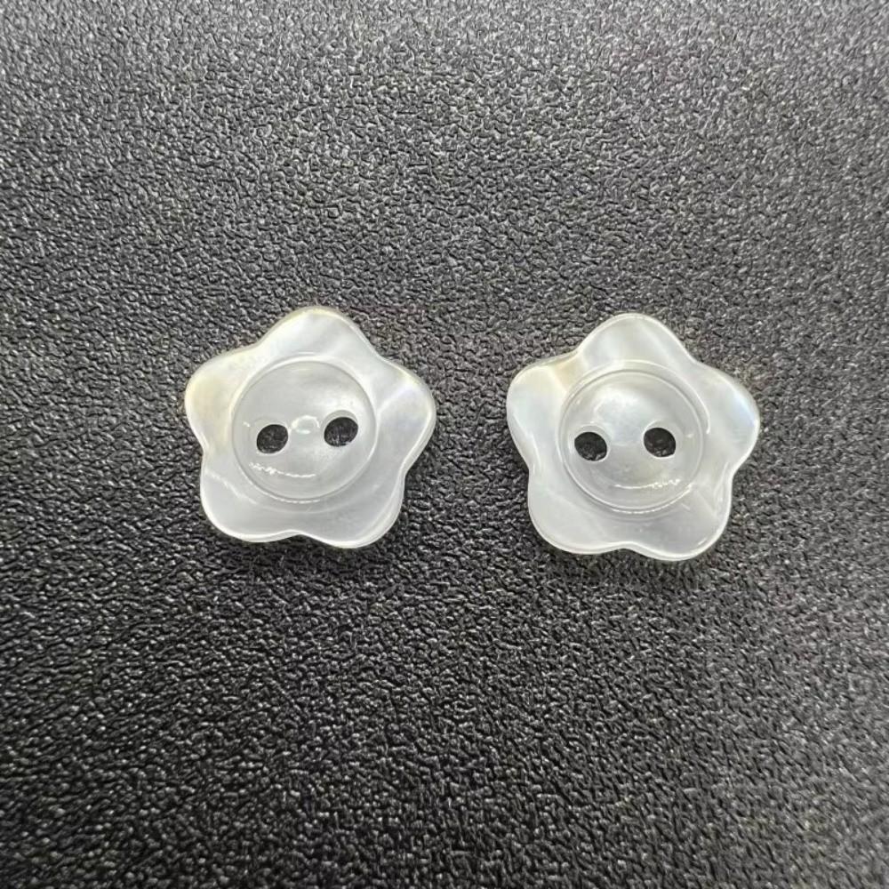 Round Flower Shape Buttons Pearlescent 11mm Decorative Buttons Two Holes Sewing Accessories Scrapbook Decoration