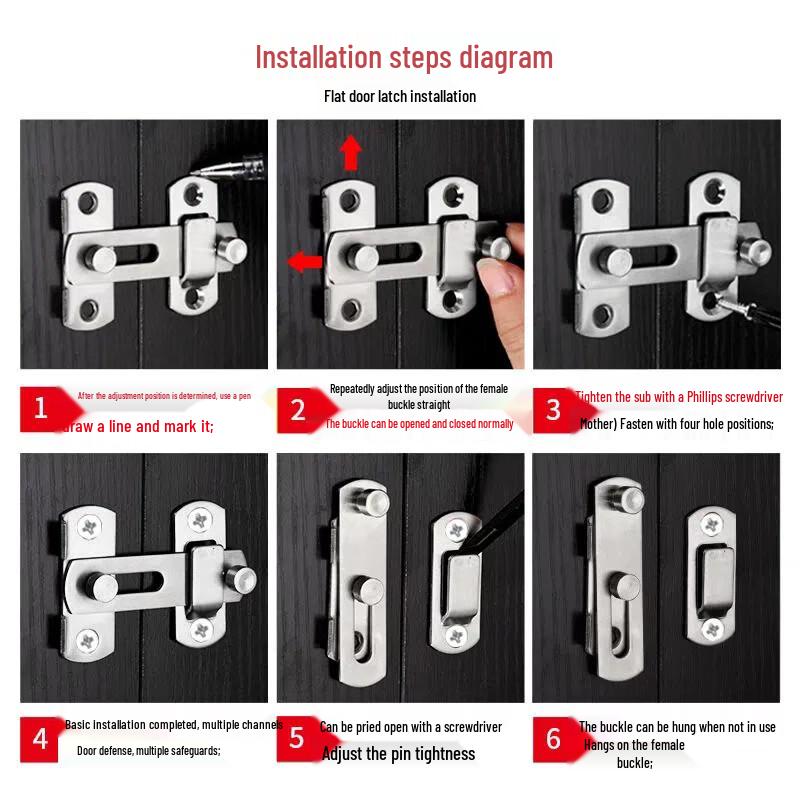 304 Stainless Steel 180-Degree Flat Door Hasp
