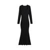 Women's Fleece-Lined Long Fishtail Dress - Pure & Sexy Style, Slimming Square Neck, Perfect for Autumn/Winter.