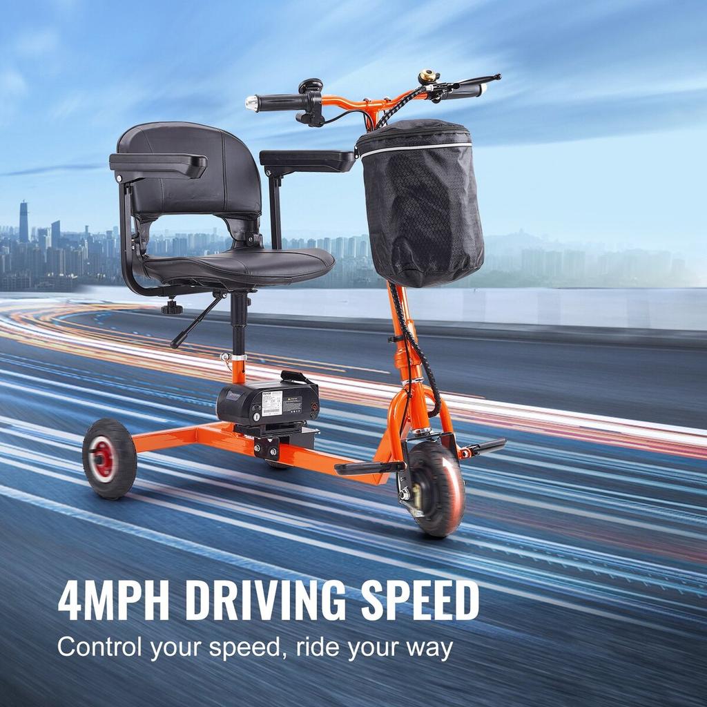 Portable 3 Wheel Mobility Scooter for Seniors 12 Mile Range Max 330LBS