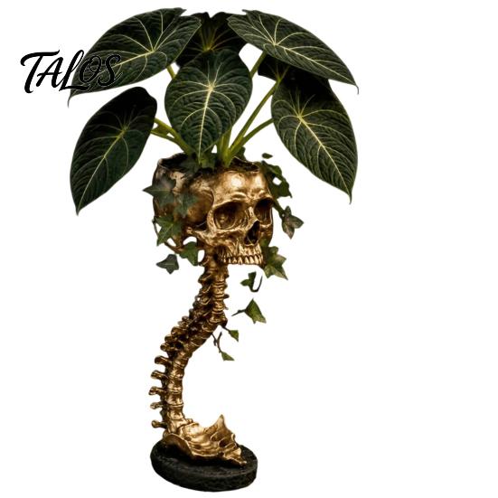 Artistic Desk Accessory Gothic Skull Spine Planter, Resin Skeleton Planter Pot, Horror Halloween Personalized Gift for Goth Flower Vase, Spooky