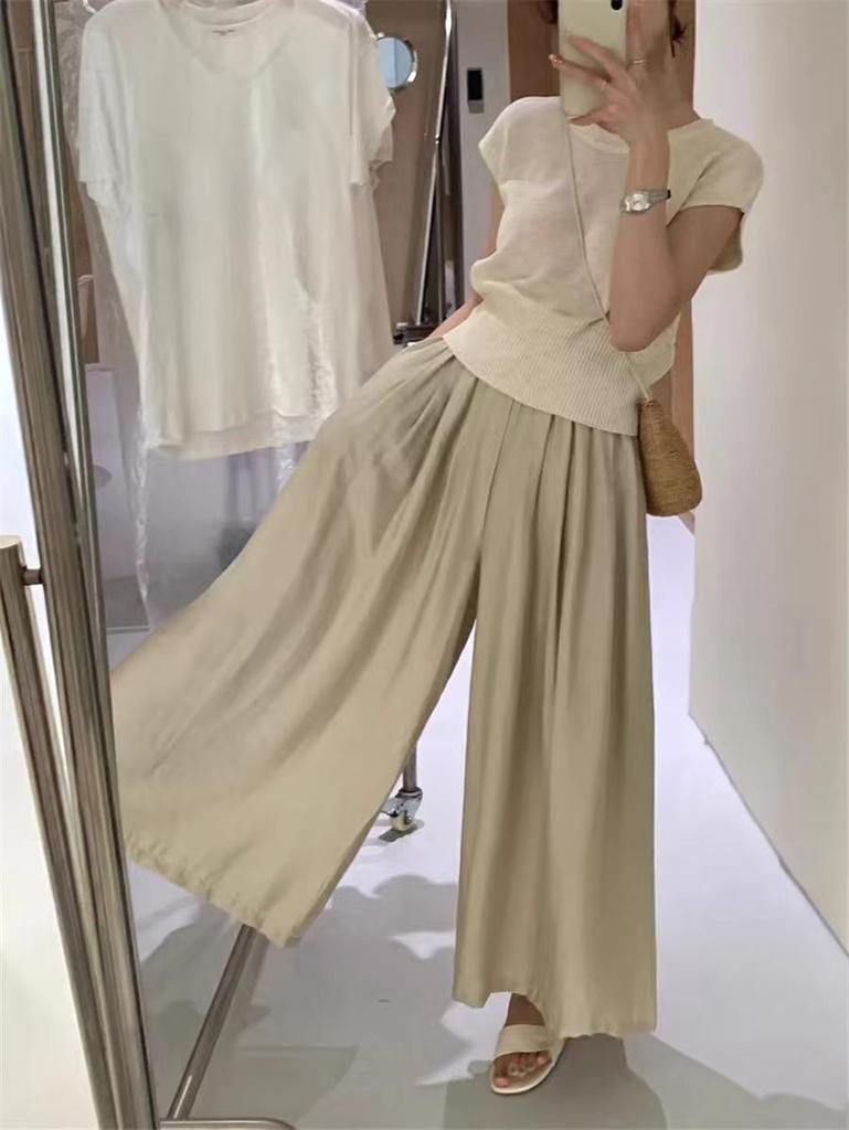 Culottes de pierna ancha de cintura alta para mujer, efecto rejuvenecedor, Verano 2026