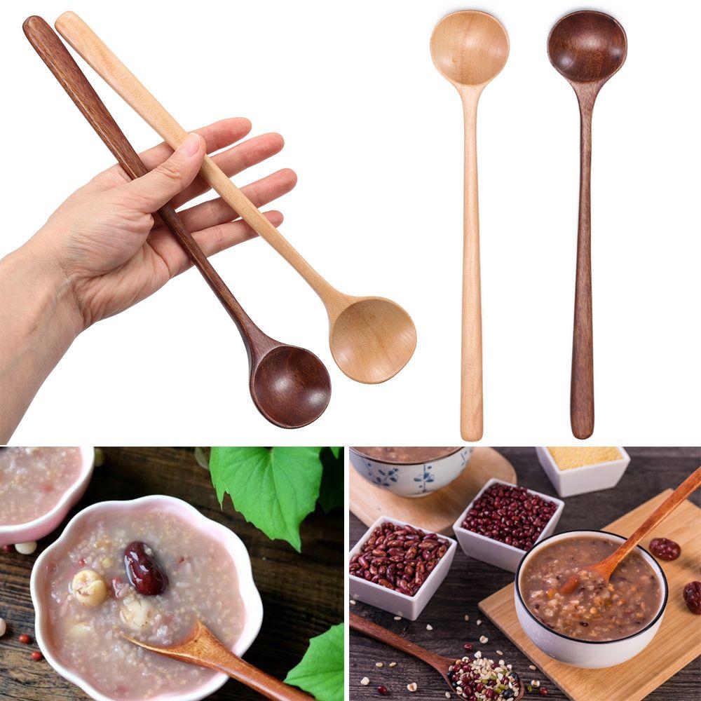 Japanese-Style Tableware Mixing Natural Solid Wood Tea Spoons Wooden Spoon Long Handle Soup Scoops