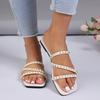 Fashion Women Slippers Summer New Flat Sandals Casual Simple Slippers Fashion Large Chain Rivet Women Shoes Home Slides Women
