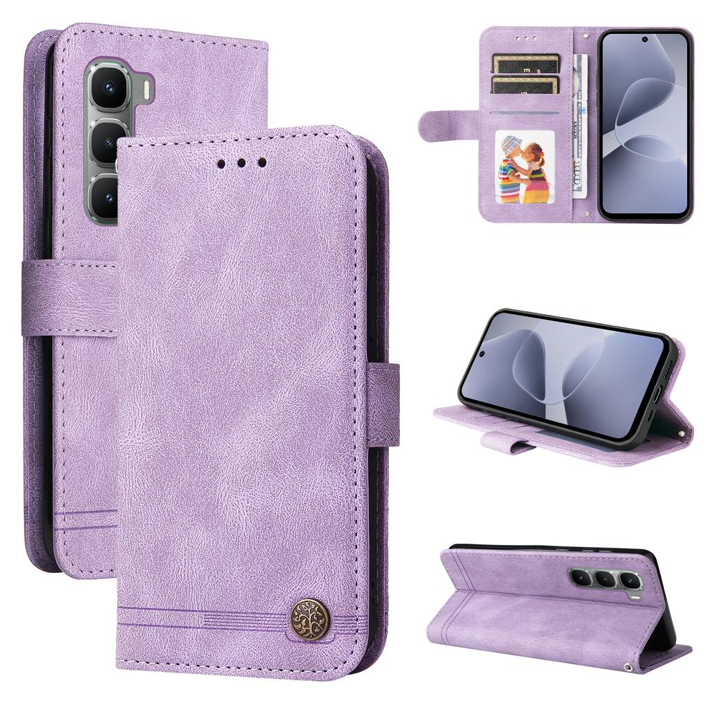 For Infinix Hot 60 Pro 4G Leather Wallet Cases Skin Touch Phone Cover Stand with Strap