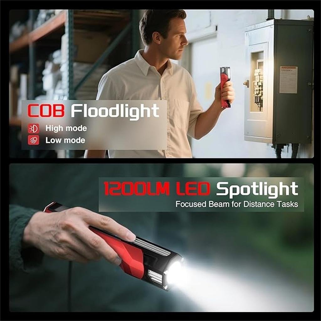 180° Rotating Work Light – Multi-Functional Flashlight with Pen Holder & Magnetic Base for Workshop, Car, Camping & 