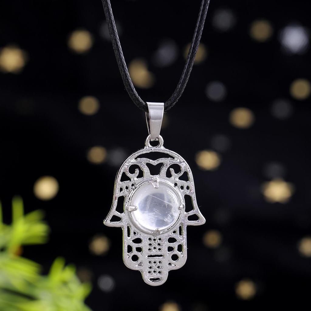 Amethyst Rose Quartz Tiger's Eye Fatima Hand Pendant