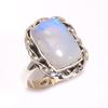 Natural Rainbow Moon Stone Gemstone 925 Solid Sterling Silver Ring Size 7.5 A6j08