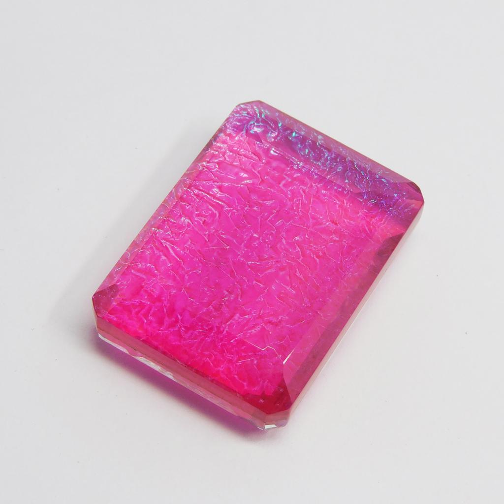 Emerald Cut 68.50 ct Multi-Color Ammolite Loose Gemstone Lab-Created for Jewelry Making and Crafts