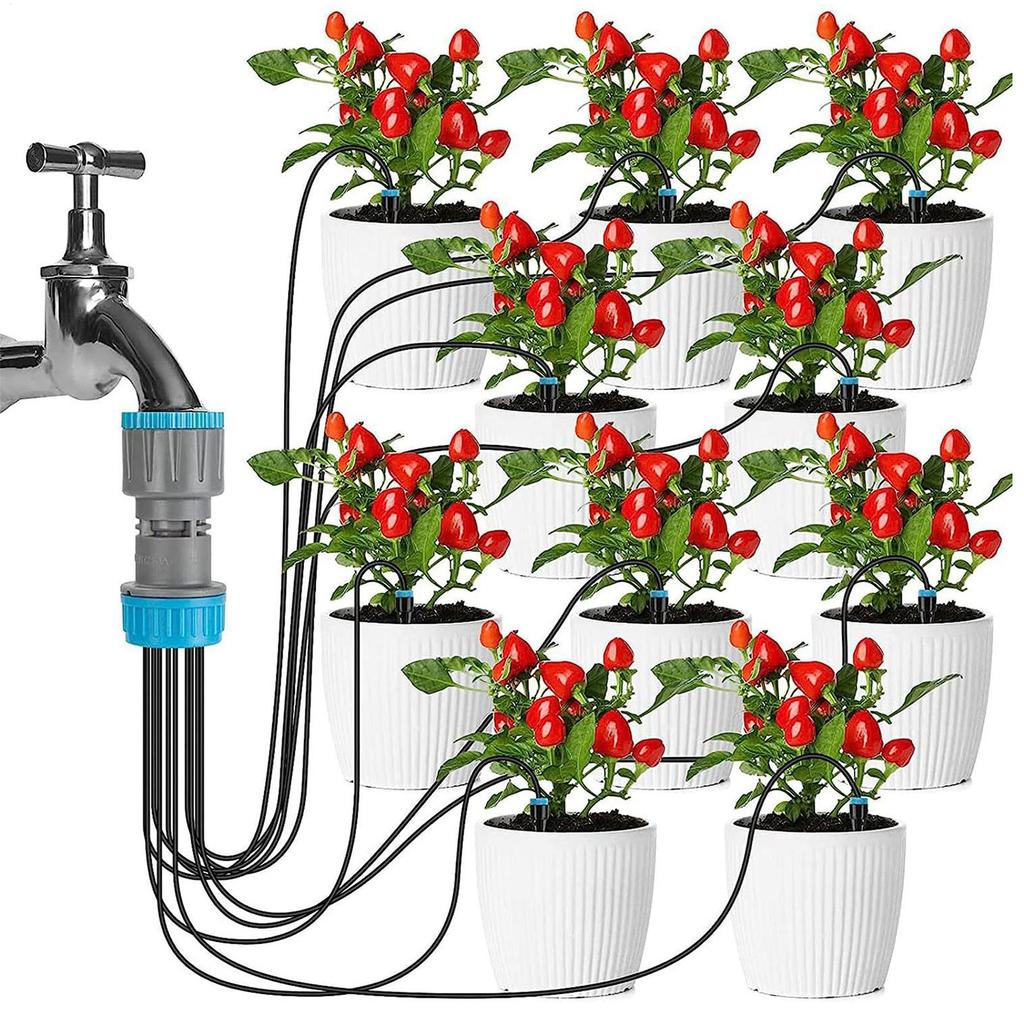 10-Kopf Automatisches Tropfbewässerungsset Gartenbewässerungsgerät Schnellkupplung Gartenbewässerungssystem für Pflanzen Sukkulenten Blumen