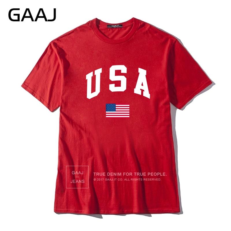 GAAJ USA America Flag Men T Shirt Top High Quality 100 Cotton Tshirts For Man Tshirt Printed Brand Clothing Casual Streetwear