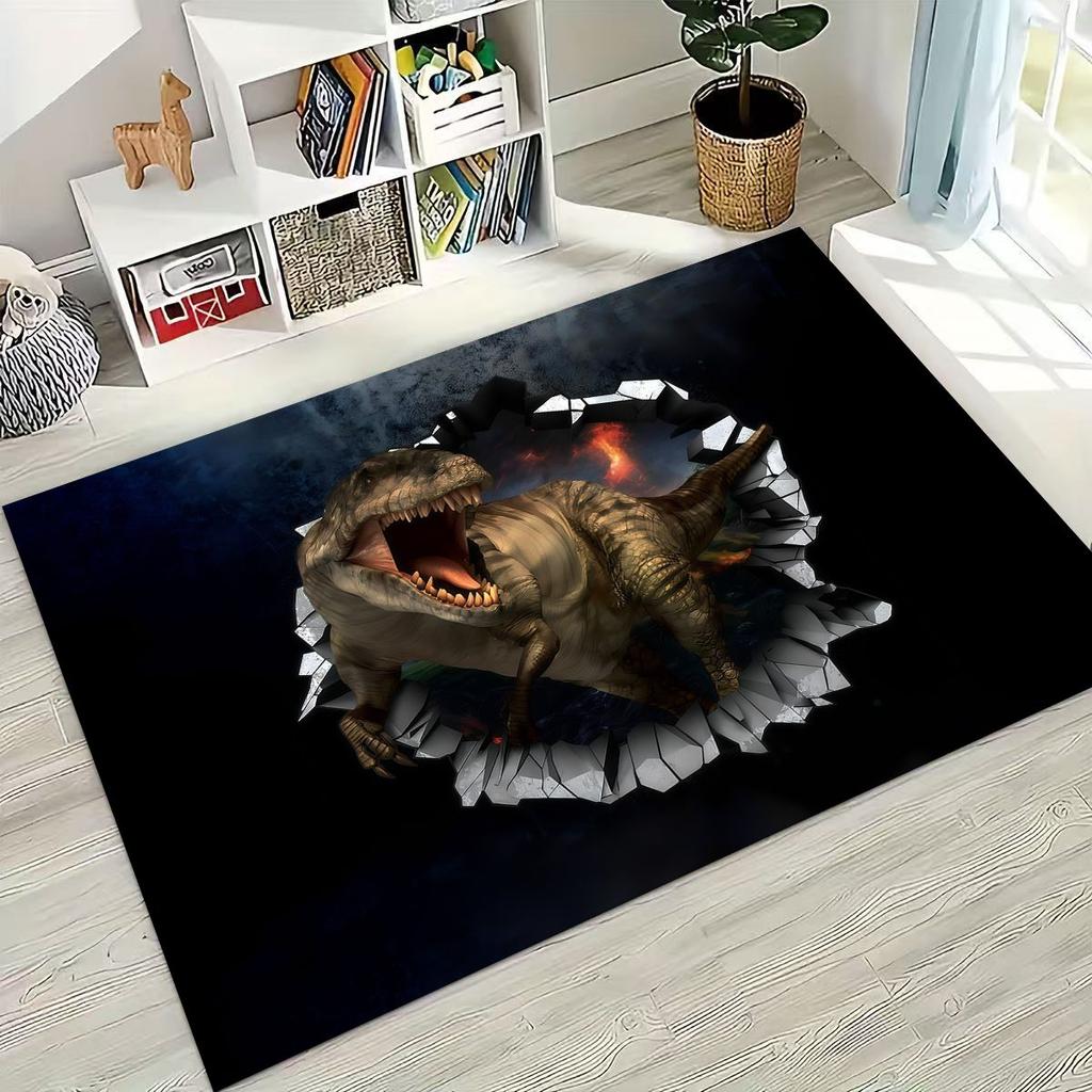 3D Illusion Breaking Wall Dinosaur Animal Series Rug for Bedroom Living Room Sofa Home Doormat Decor,Large Non-slip Floor Mat