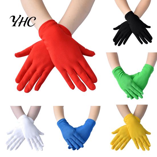 Satin Elastic Gloves 1 Pair Short Thin Dance Breathable Non-slip Solid Color Sweat-absorption Milk Silk Stretch Costume Accessories