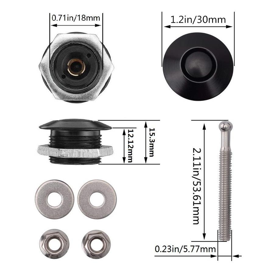 4x Car Push Button Quick Release Hood Bonnet Pin Lock Clip Bumper Latch Kit 30mm