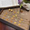 Golden Floral Jewelry Set Women Necklace Bracelet Earrings With Clover Flower Motifs Electroplated Eco Copper Vintage Chic
