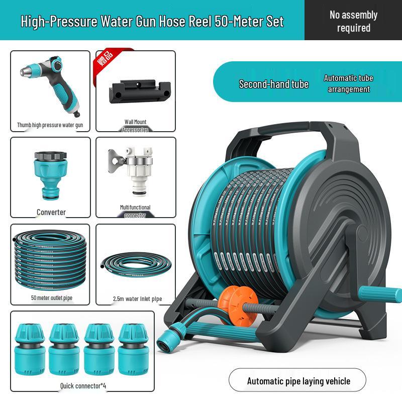 High-Pressure Water Hose with Automatic Storage Reel for Gardening and Car Washing