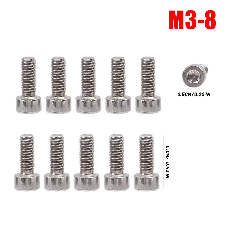 100/10x Stainless Steel Hex Socket Screws Threaded Hexagon Head Cap Screws Bolts Furniture Boat Marine Hardware Fasteners Tool
