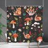 Bathroom Waterproof Curtain Digital Printing Plant Mushroom Shower Curtain Non-Punching Toilet Partition Curtain Shower Cloth