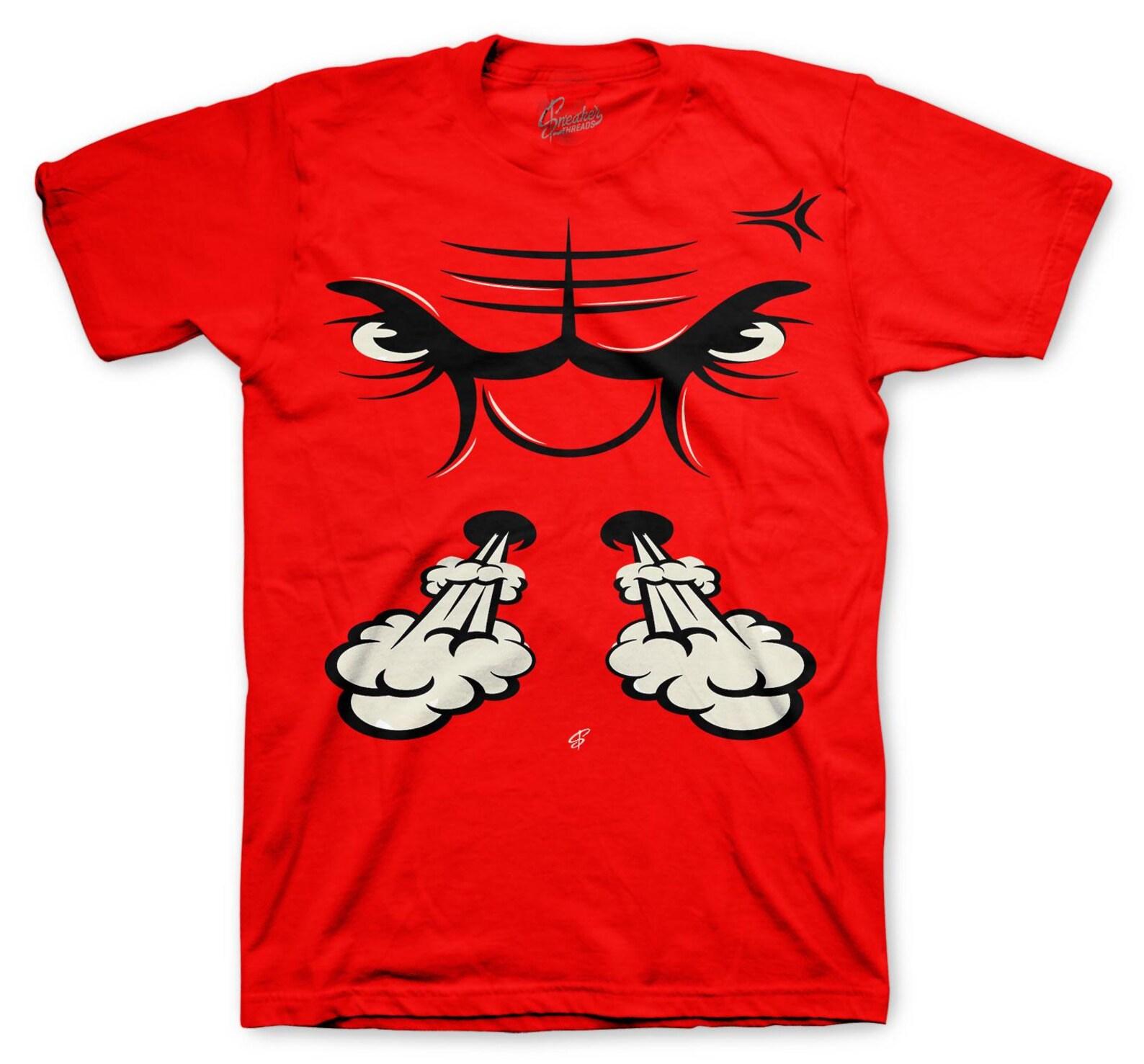 Shirts To Match Retro 4 Red Thunder Sneakers - Raging Face Tees 3XL