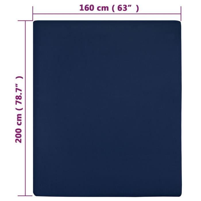 136237 vidaXL Draps-housses Jersey 2 pcs Bleu marine 160x200 cm Coton
