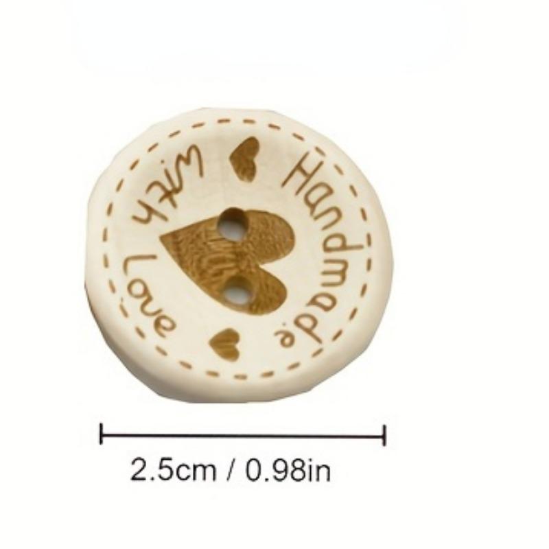 50pcs Heart Wood Buttons Sewing Scrapbooking Gift Handwork Home Clothing Decor Wooden Decorative Handmade 15mm/20mm/25mm