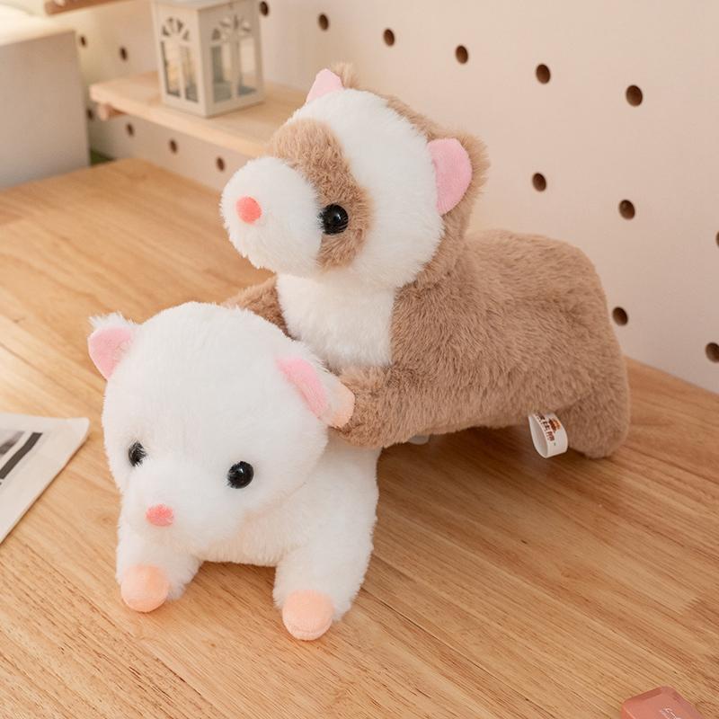 Peluche Anglo Visone Bambola sdraiata Giocattolo Furetto Piccolo Colori Marrone Bianco Peluche Abbracciabile Compagno per Dormire Regalo