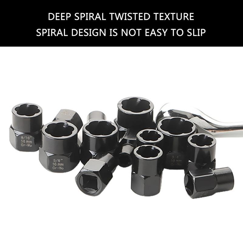 14Pcs Bolt & Nut Remover Set Steel Bolt Remover Damaged Extractor Tool Set with Solid Storage Case for Industrial