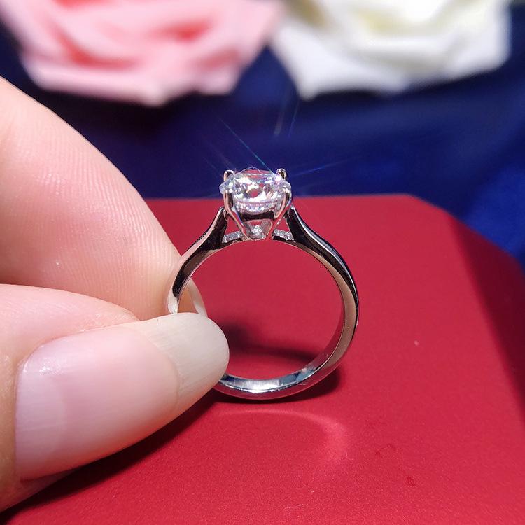 Women's 1 Carat Moissanite Ring, PT950 Platinum, Simple Four-Prong Setting, Brilliant Sparkle & Timeless Design