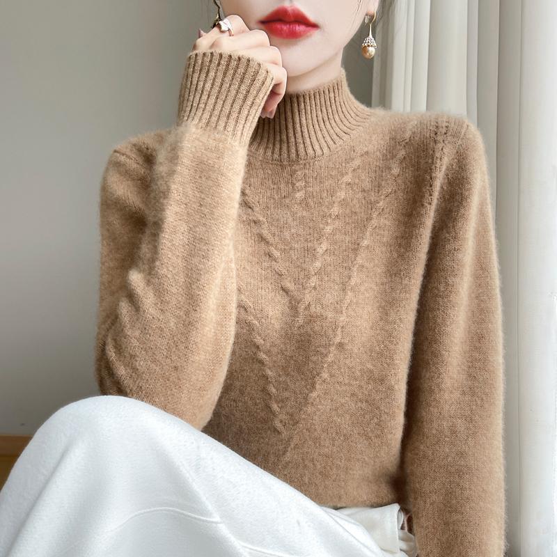 Women's Cashmere Sweater Qinghe Cashmere 30% Cashmere 70% Wool Autumn and Winter Cashmere Thick Pullover Soft and Warm