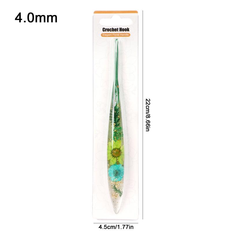 Set of 9 Colored Anodized Aluminum Crochet Hooks with Creative Resin Handles and Exquisite Flower Design