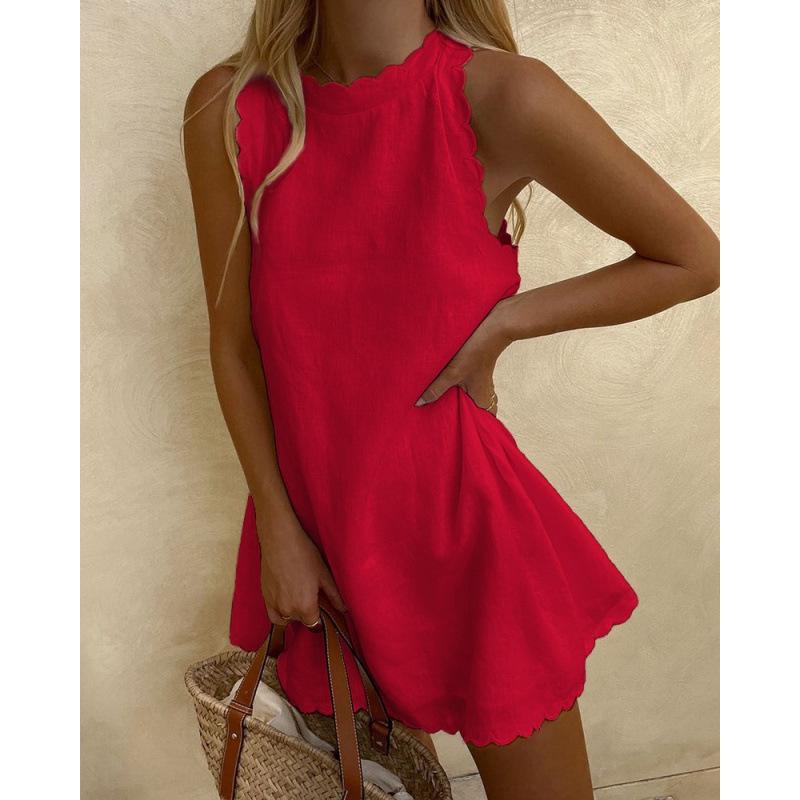 Women's Sexy Solid Color Sleeveless Loose Women's Vest Dress