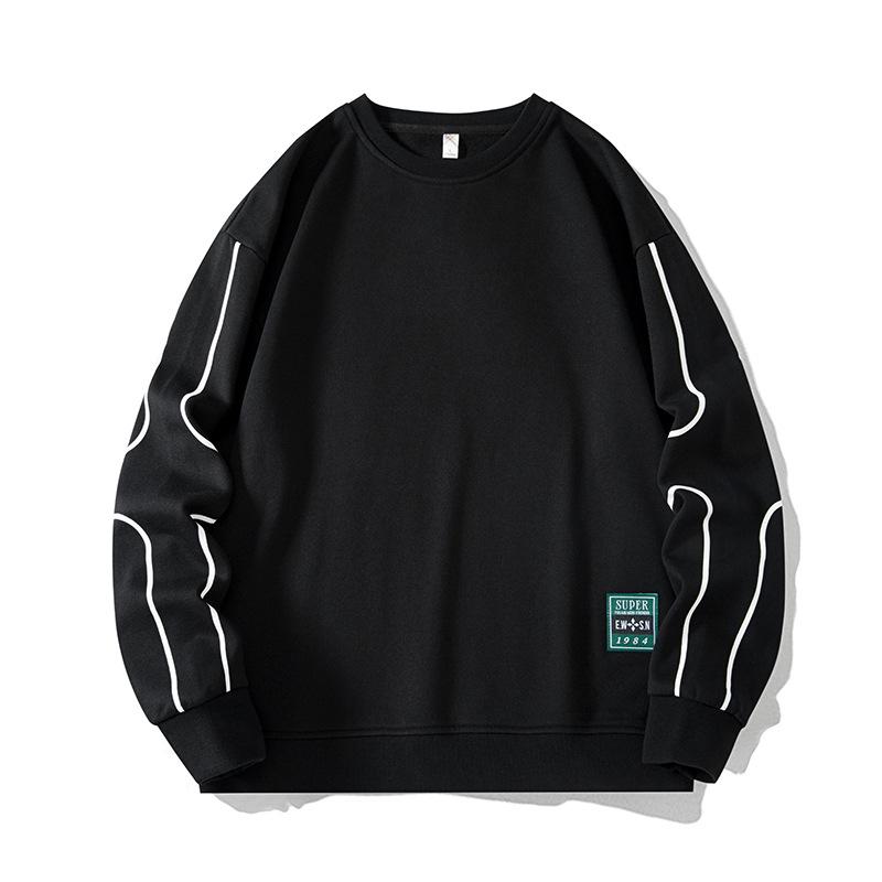 Maglione di grandi dimensioni da uomo primavera e autunno nuovo sciolto a maniche lunghe t-shirt sciolto tendenza più grasso fondo camicia da uomo