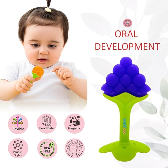 Baby Fruktform Bitering – Myk Silikon Bitering for Spedbarn - pakke med 3