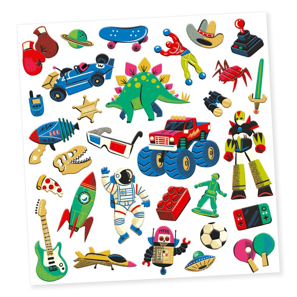 Djeco Convex Stickers Retro Toys