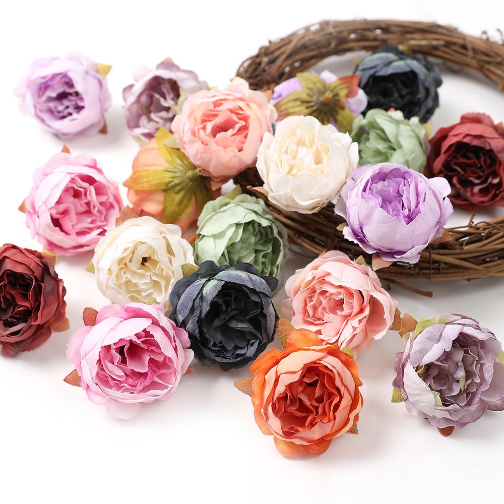 5/10Pcs Peony Artificial Flowers 4.5cm Silk Fake Flower for Home Room Decor Garden Wedding Decoration Bride DIY Wreath Accessory
